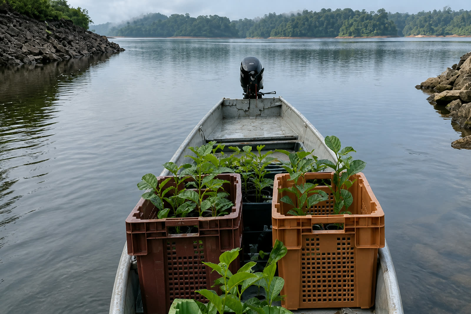 Pirogue sur un fleuve de Guyane